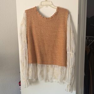 Anthropologie Tan and Cream Blouse